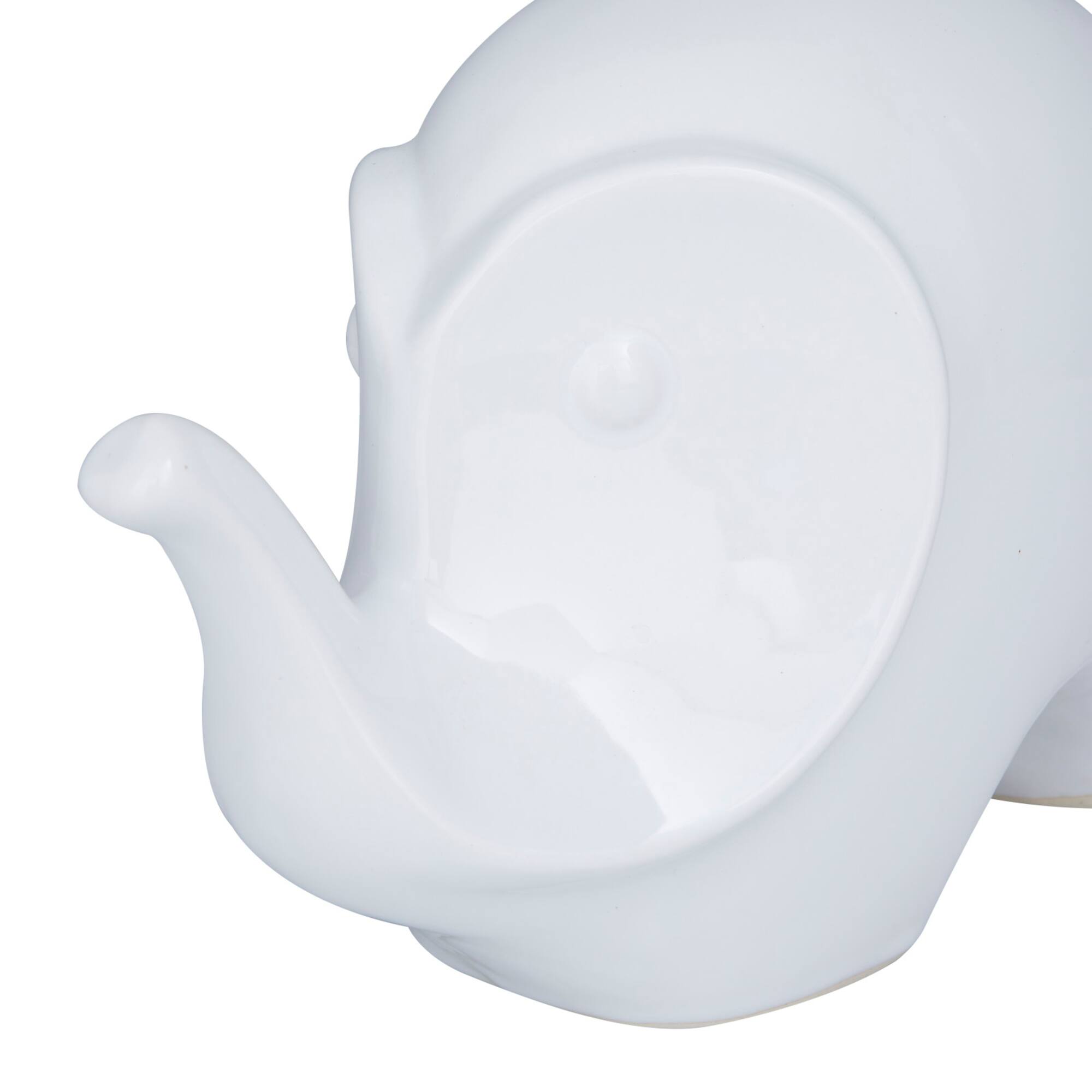 Set of 2 White Stoneware Contemporary Sculpture, 7", 6"